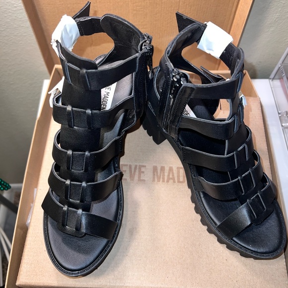 Steve Madden Salerno Cosmic Black Platform Sandals - Picture 2 of 5